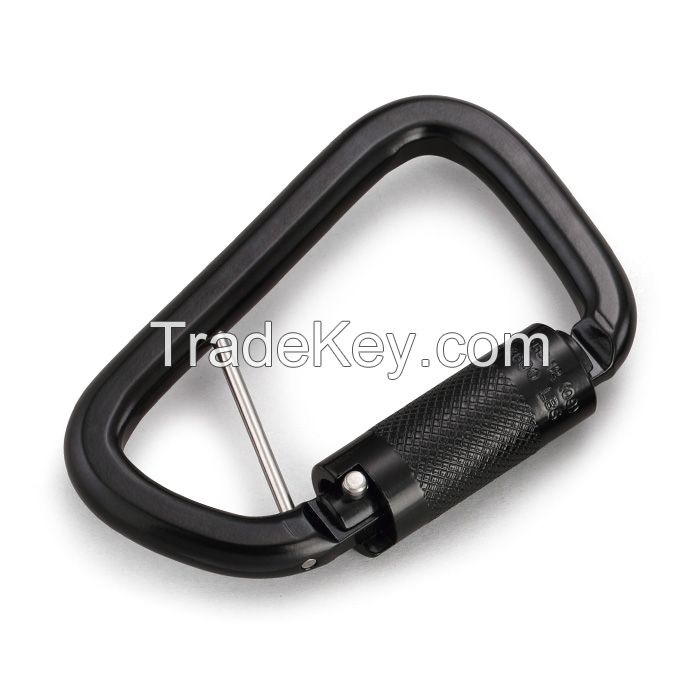 Steel Carabiner With Pin Added Of Safety Webbing Lanyard