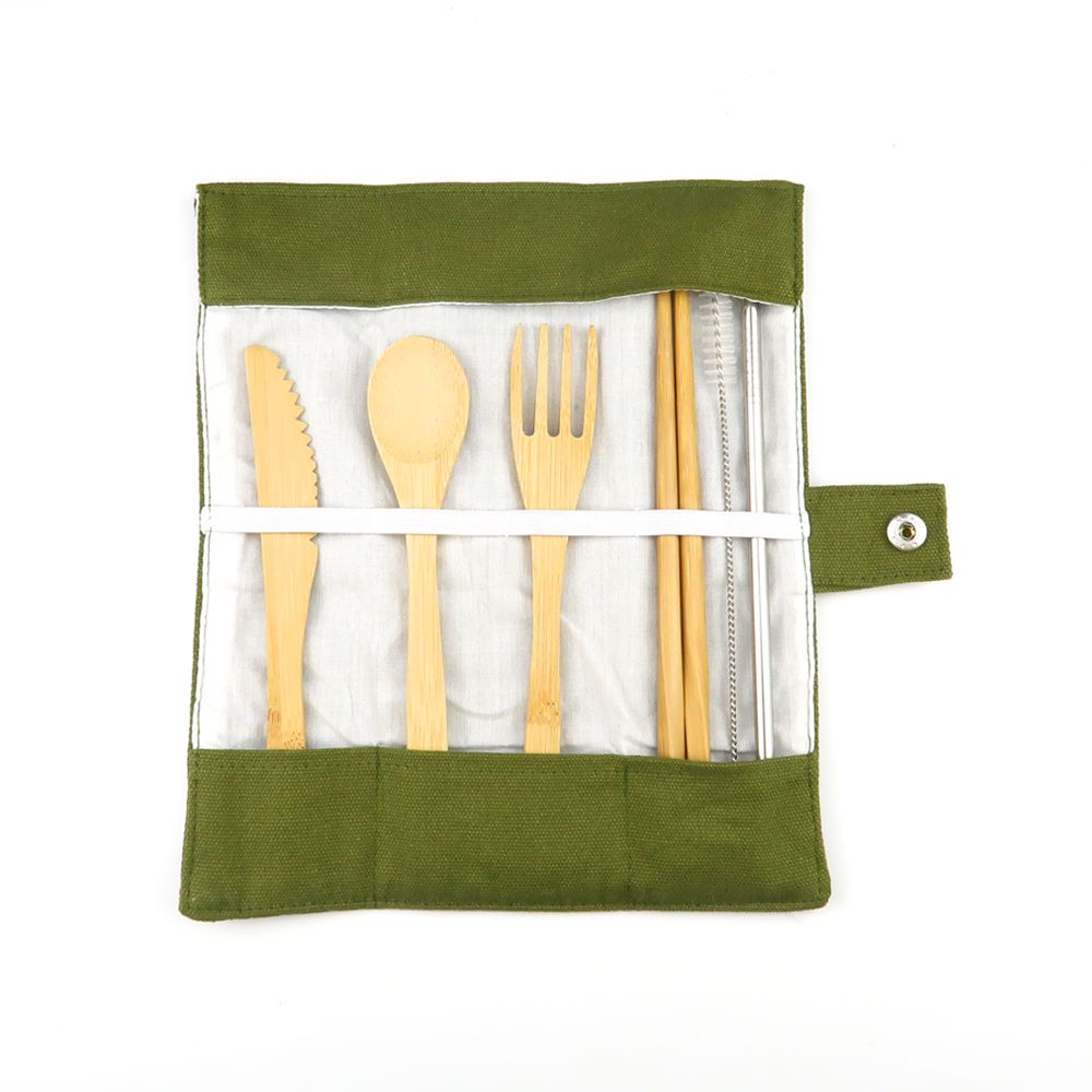 Dinnerware Sets Bamboo Wood Travel Eco Friendly Flatware Camping Cutlery Set Utensil Customizable Shape And Size