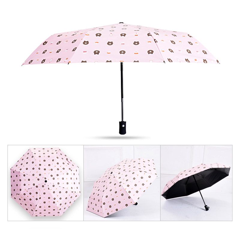 Stock Automatic custom brown bear UV colorful fold umbrella suppliers