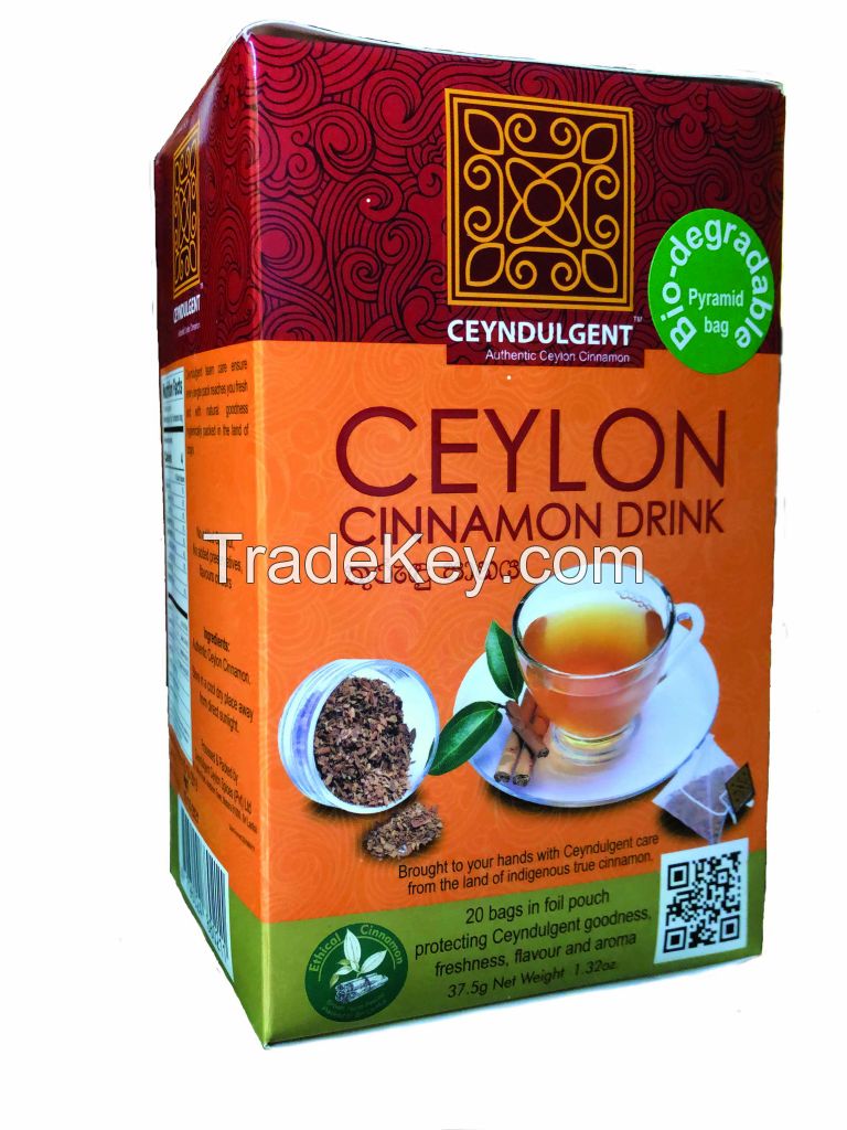 Real Ceylon Cinnamon herbal Infusion; 20 pyramidal bags pack