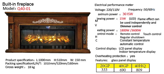 Built-in fireplace