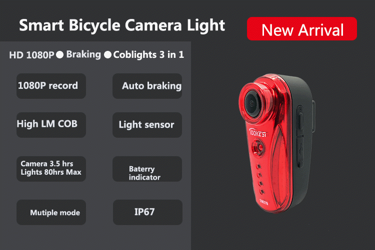 Sport Camera Smart bicycle taillight bike camera with braking lights USB rechargeable