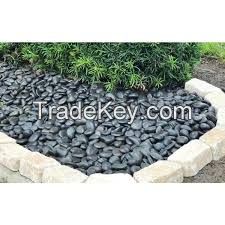 black river pebble polished flat pebble black rock for landscaping