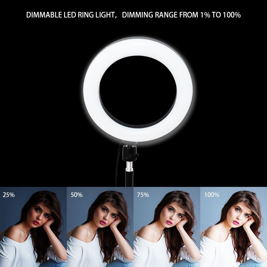 MEZHER 16cm mini LED Ring Light Photography Makeup LED Circle Ring Light with Tripod Stand
