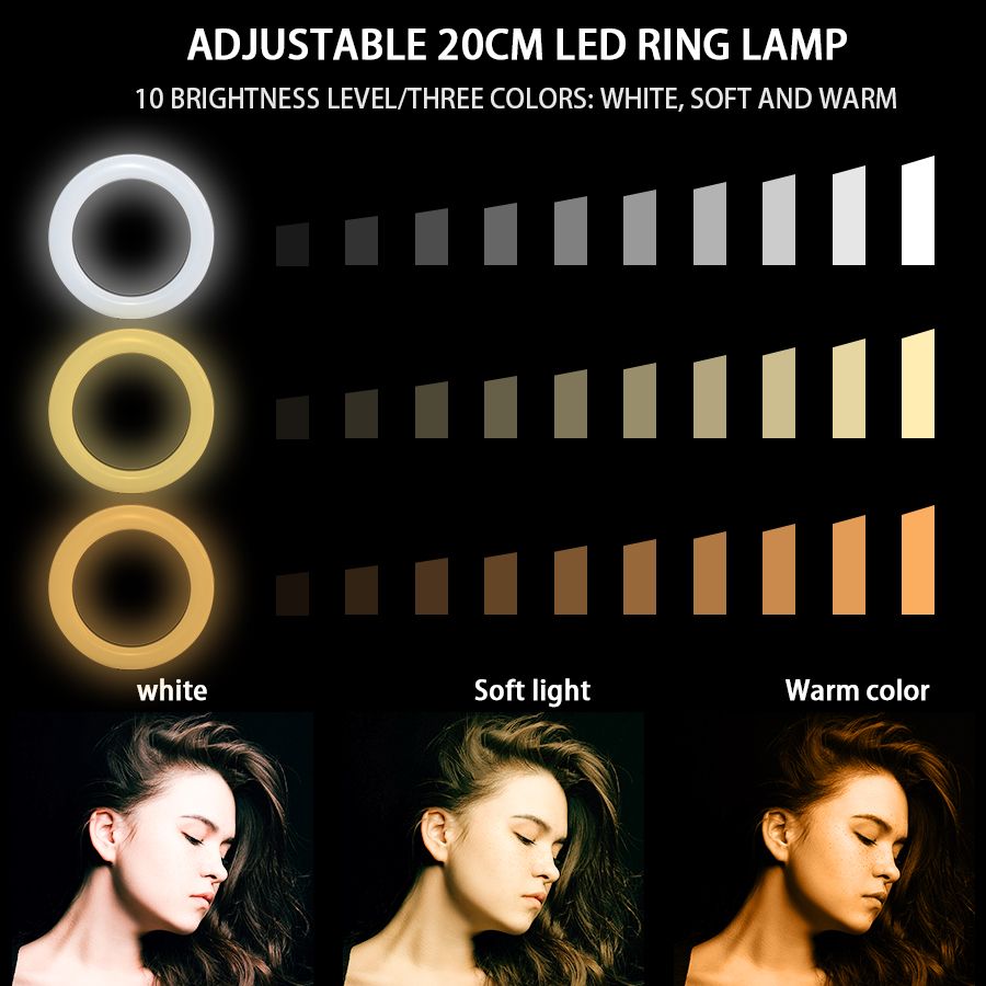 Tiktok 8 inch 20 cm Beauty dimmable LED Ring Light studio USB circle makeup Light