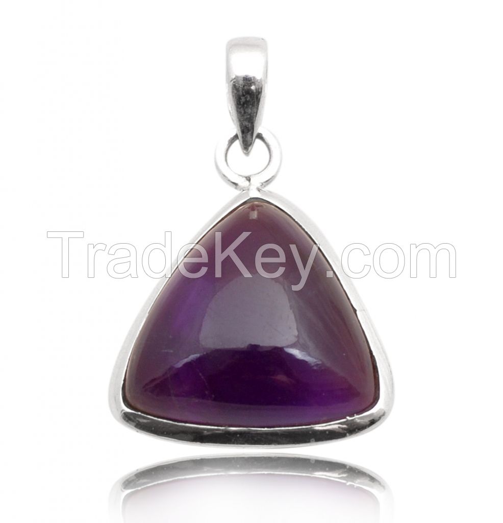 Amethyst Pendent - Sterling Silver Pendent - Semi precious stone pendent