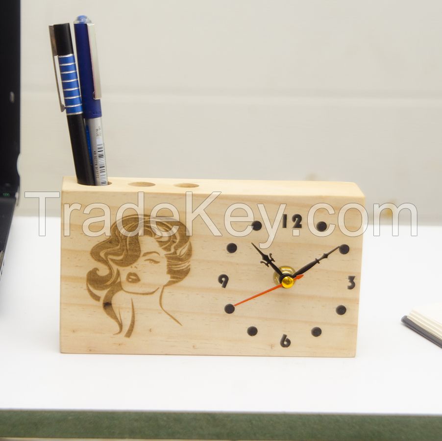 wood desk clock