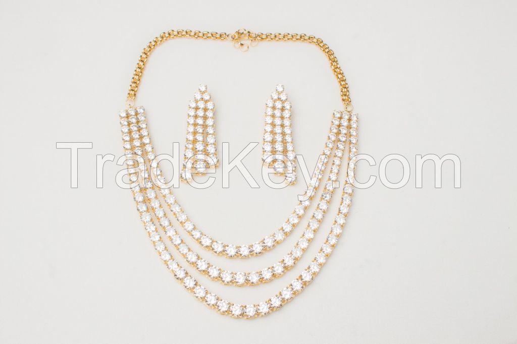 American CZ-Diamond Party wear Necklace Set 