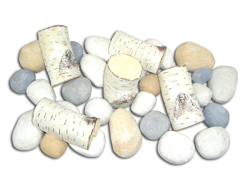 18'-24' ceramic fibre gas/gel fireplace  logs and pebbles