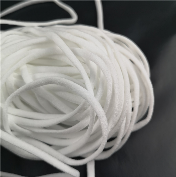 elastic cord white black flat ear loop polyester spandex