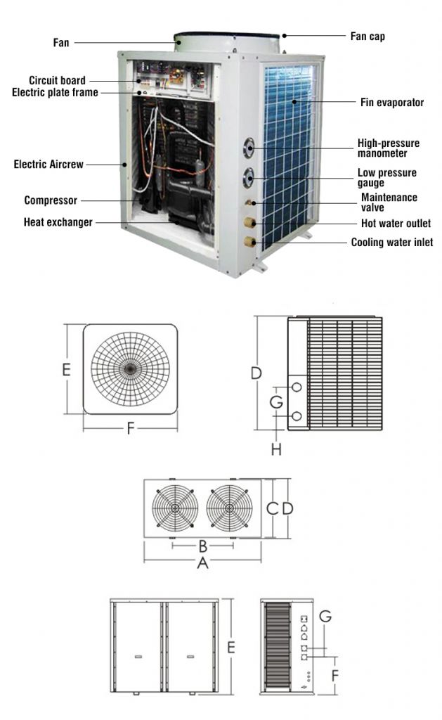 Swimming Pool Heat Pump Multifunction Air Source Heating Pump House Useair Water Heat Pump For Floor Heating And Hot Water With Touch Screen 