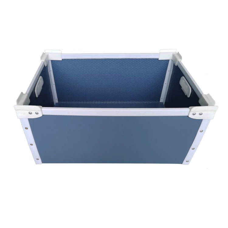 Plastic folding box logistics auto parts sorting box PP fruit and vegetable folding turnover box blue thickened with cover