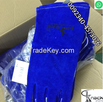 orignal Leather gloves 14 inches blue color wet blue labour leather gloves