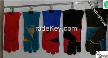 Orignal Leather Gloves 14 Inches Blue Color Wet Blue Labour Leather Gloves