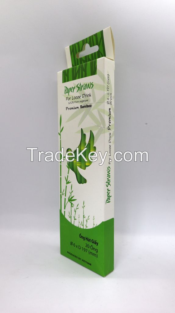 Viet Nam paper straws from sugarcane fiber global standard quality 6mm White Color