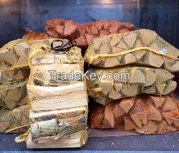 Birch firewood in 22 l UV mesh bags