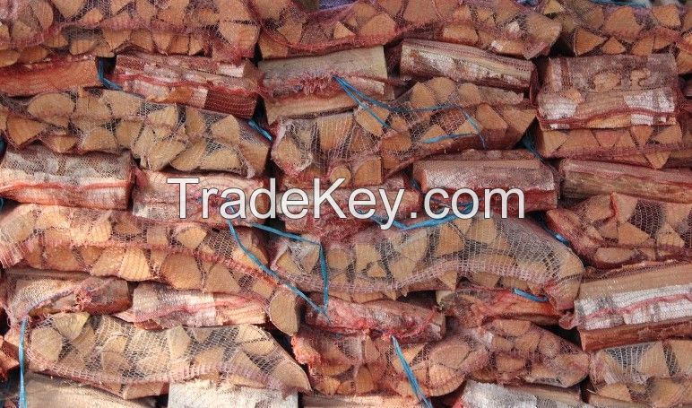 Ash firewood in 22 l UV mesh bags