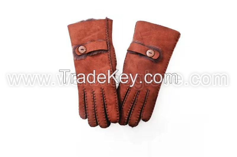 Sheepskin brown Gloves Fashion Gloves Winter Gloves Women gloves Handmade/ Machine