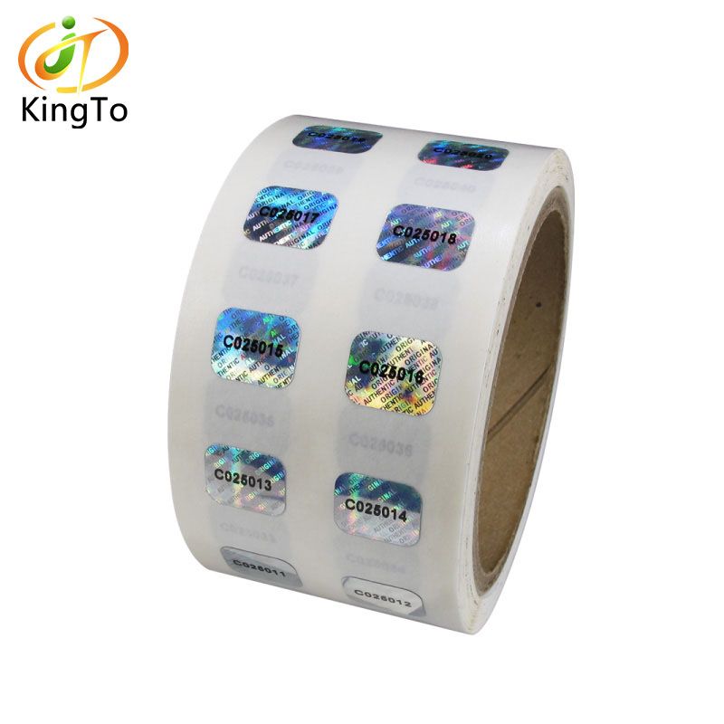 Custom logo silver foil 3D hologram anti-counterfeiting sticker label printing security serial number