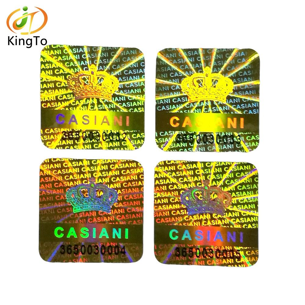 Custom logo silver foil 3D hologram anti-counterfeiting sticker label printing security serial number