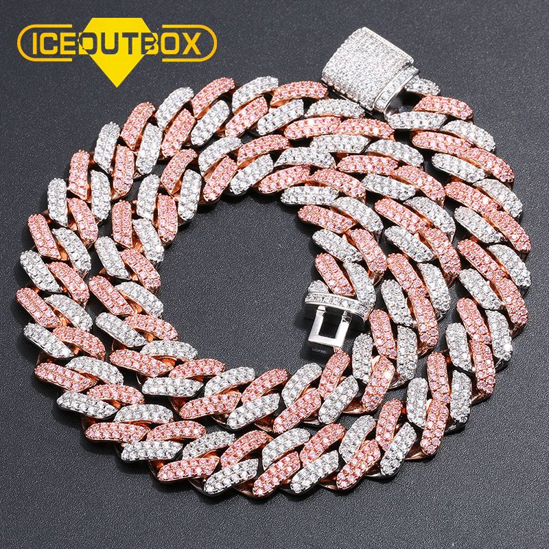 New Arrival Luxury Hips Hops 13mm Iced Out Bling Bling Rainbow CZ Cuban Chain Necklace Hip hop for Men Jewelry Factory Price