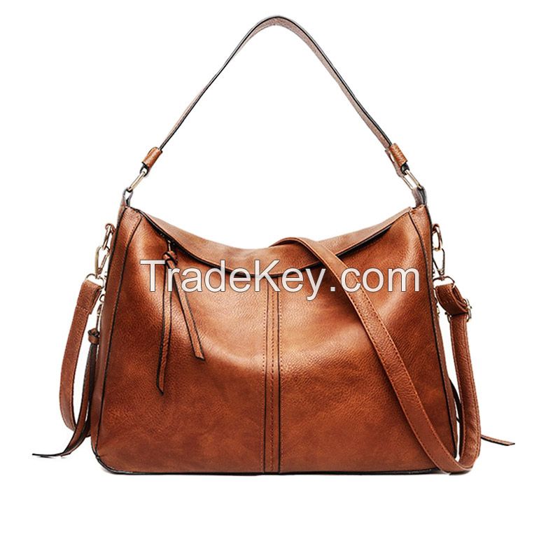 Leather shoulder handbag