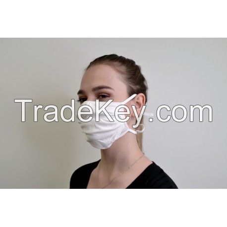 Washable White Cotton Fabric Face Mask in UK