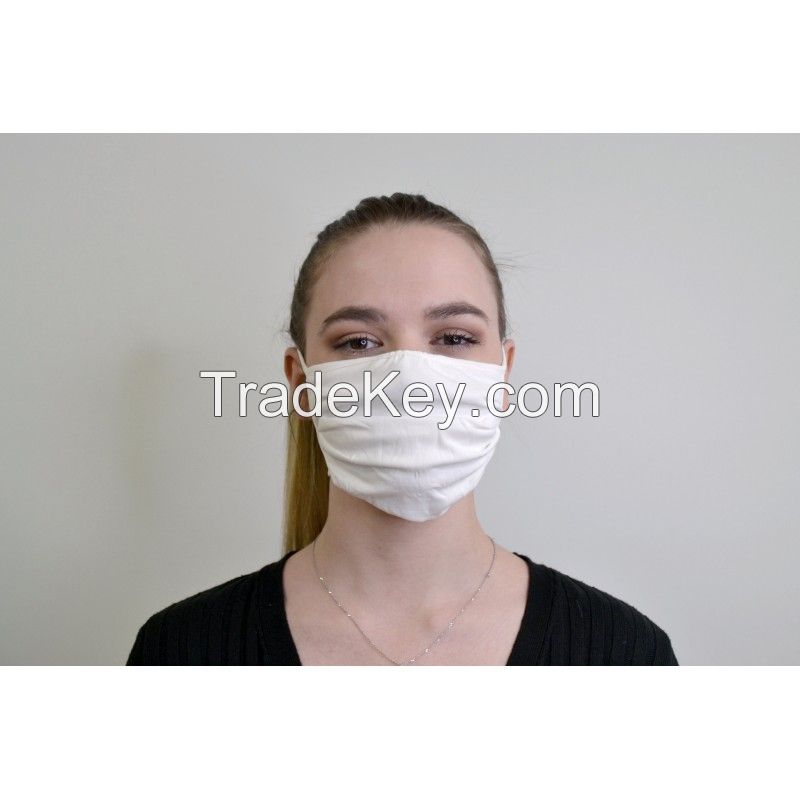 Washable White Cotton Fabric Face Mask in UK