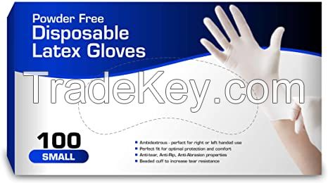 Powder Free Latex Gloves Ambidextrous - perfect for right or left handed use | Perfect fit for optimal protection and comfort. Anti-tear, Anti-Rip, ...