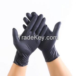 Oil And Acid Resistant Black And White Disposable Nitrile Gloves