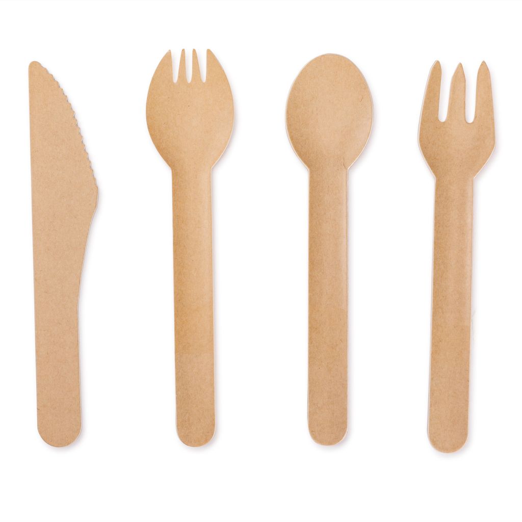 free shipping Compostable Eco-friendly Cardboard Paper Cutlery spoon fork knife 2000pcs/carton 