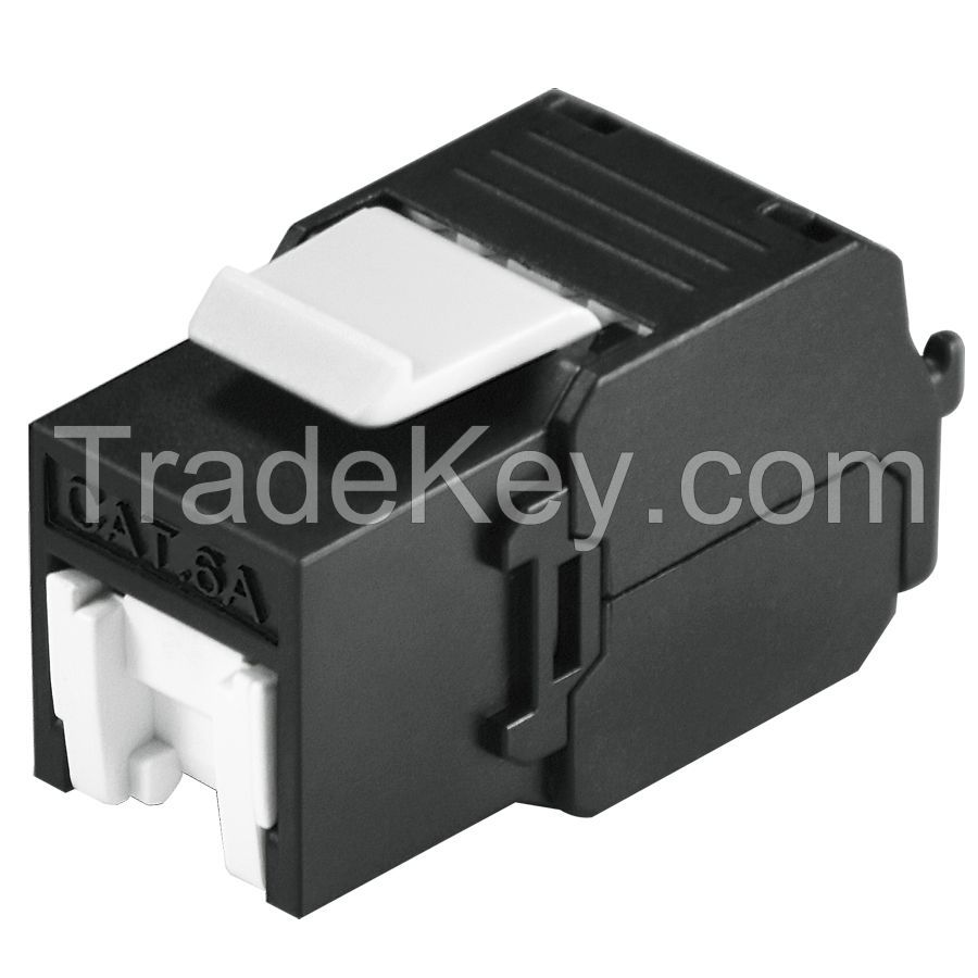 PoE++ Cat6A Black Color Unshielded 500Mhz Tool-Free Keystone Jack With Shutter