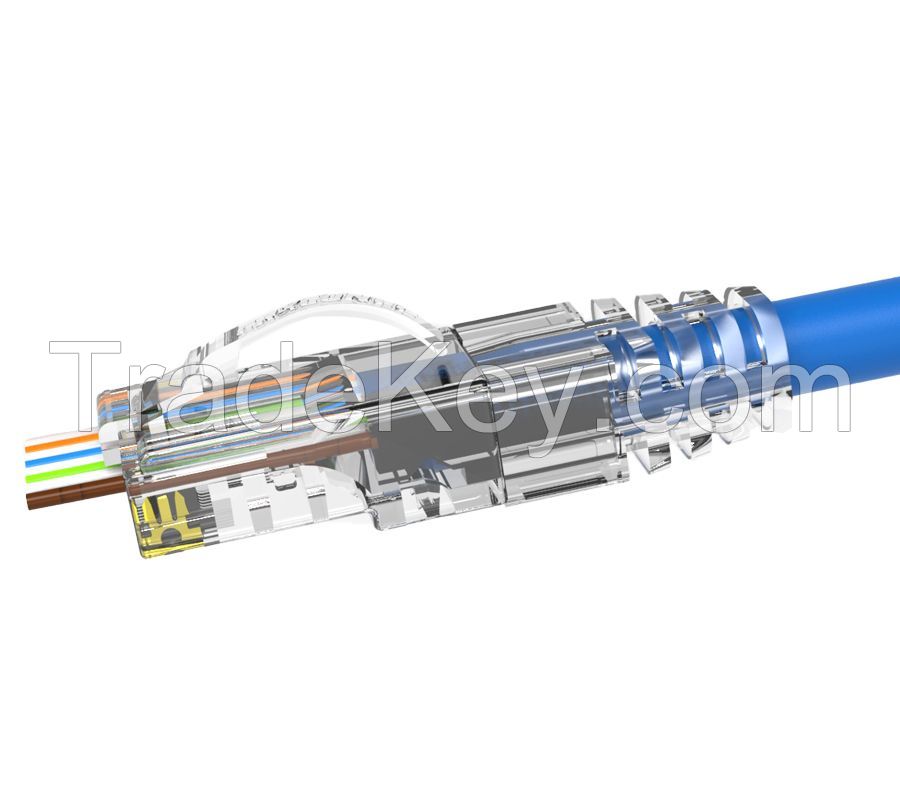 Cat5E Unshielded RJ45 Pass Through Connector With Arc Latch