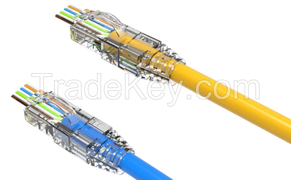 Cat5E Unshielded RJ45 Pass Through Connector With Arc Latch