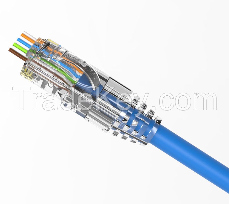 Cat5E Unshielded RJ45 Pass Through Connector With Arc Latch