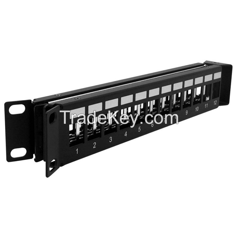 1U 24 Port STP Angled RJ45 Empty Panel