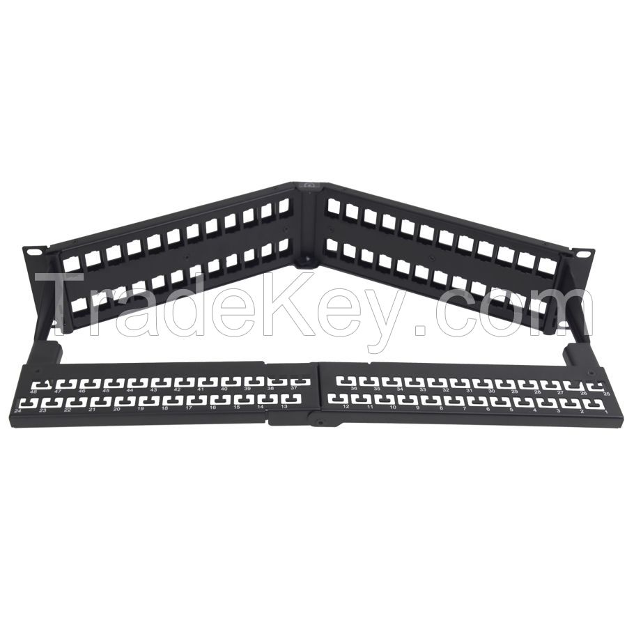 2U 48 Port Angled Rack Mount Lan Jack Panel