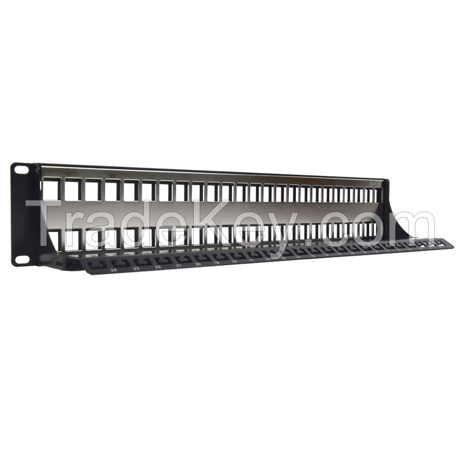 2U 48 Ports Flat Unloaded Copper Patch Panel 24