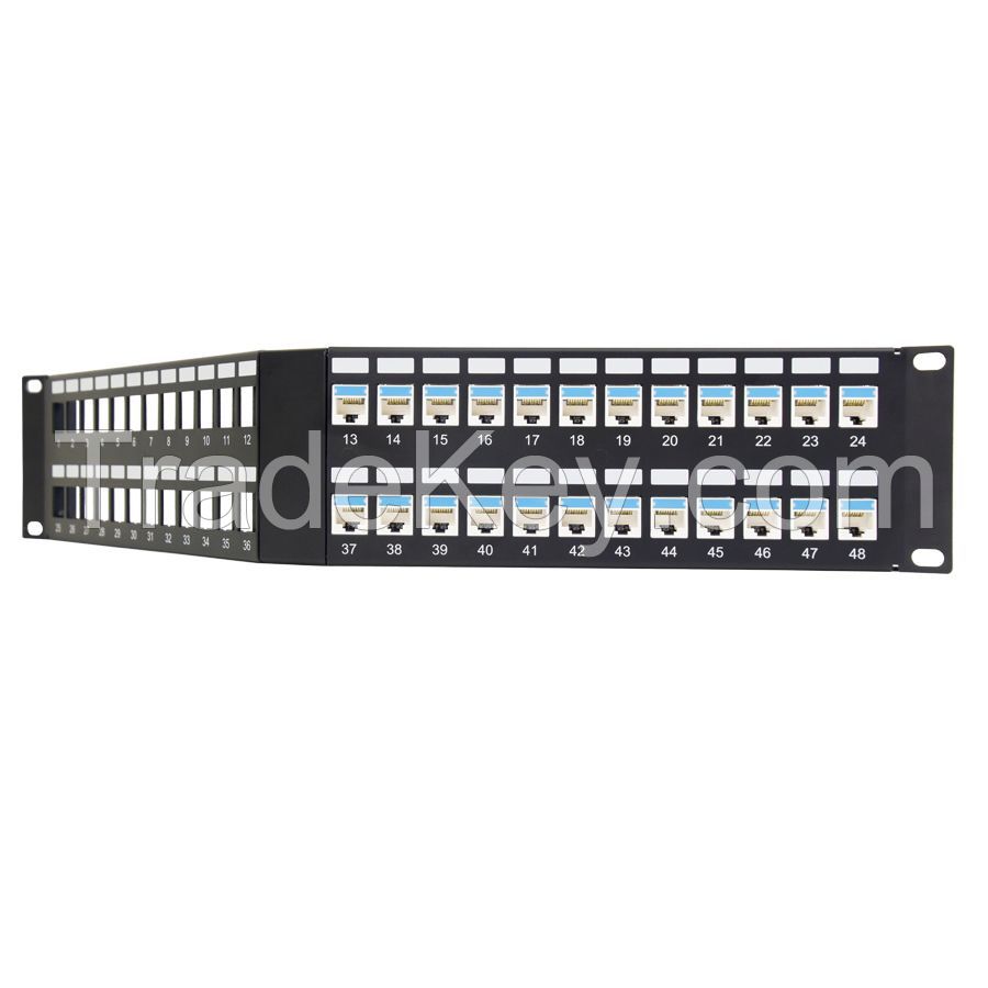 2U 48 Port Angled Rack Mount Lan Jack Panel