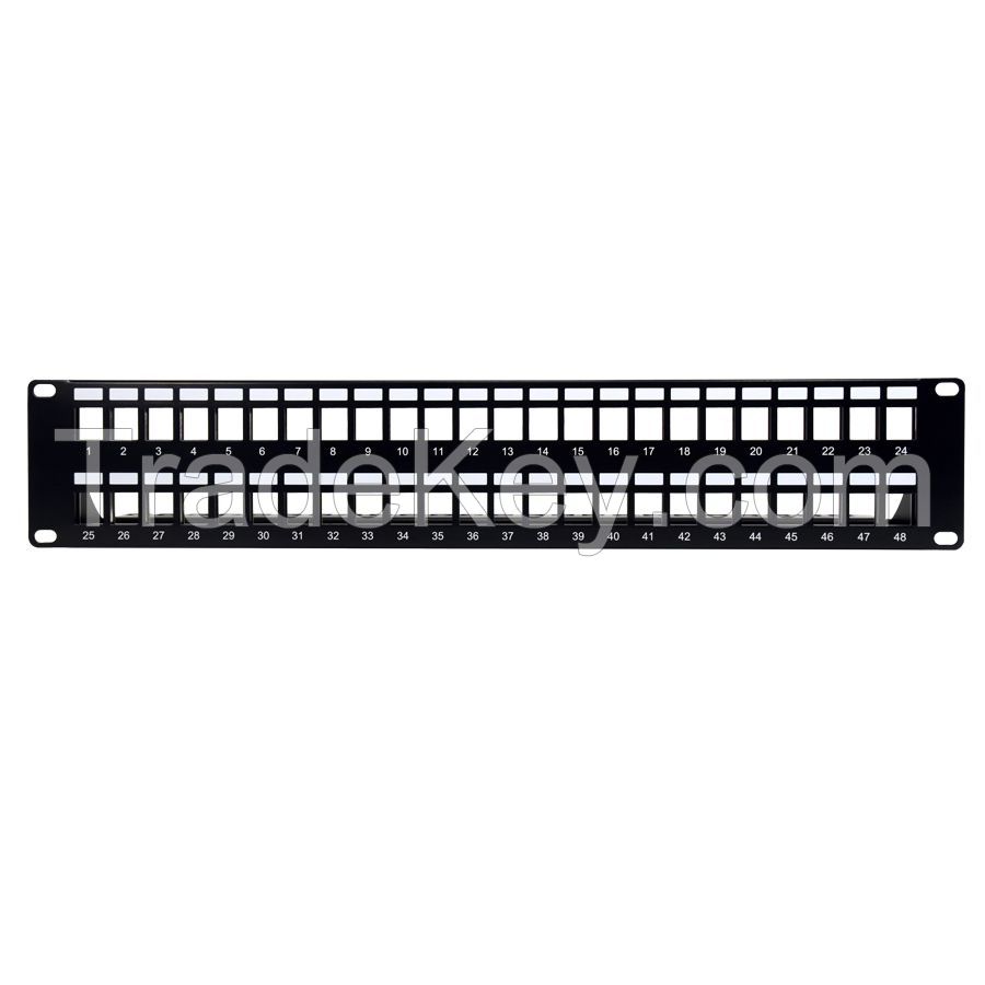 2U 48 Ports Flat Unloaded Copper Patch Panel 24