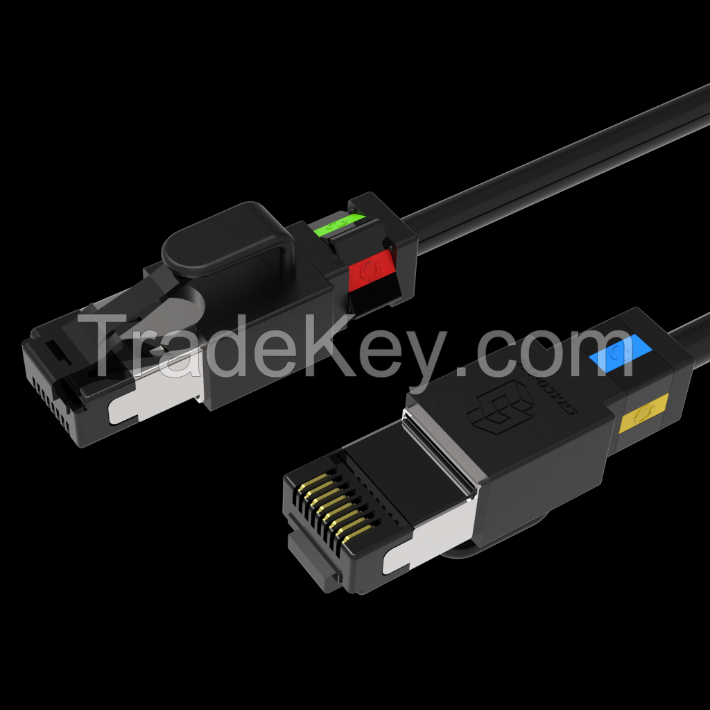 Slim Cat.6A Screened Patch Cable With Rotatable Color Clips