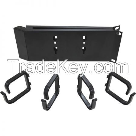 2U 19 Inch Angled Cable Management With Cable Rings
