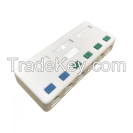 Wall Blank 6 Port RJ45 Surface Mounted Box For Networking Patch Cable