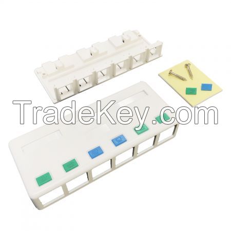 Wall Blank 6 Port RJ45 Surface Mounted Box For Networking Patch Cable