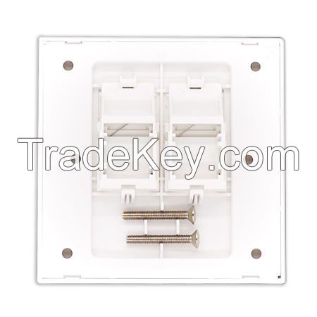 2 Ports UK RJ45 Faceplate With Door, 86x86mm