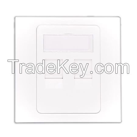 2 Ports UK RJ45 Faceplate With Door, 86x86mm