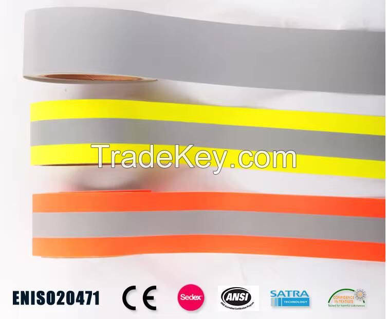 Flame retardant high visibility yellow/orange tape 100%cotton for safety garments