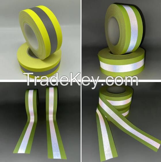 Yellow/Orange Cotton Flame Retardant Warning Safety Tape Reflective Material Product Fabric Tape