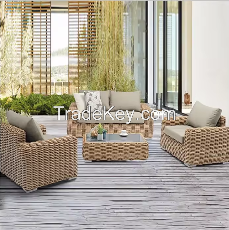 good quality best sale traditional modern luxury outdoor Furniture Set for hotel villa Garden wicker rattan sofa set