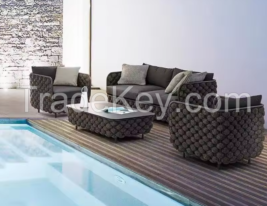 Nordic outdoor furniture set wicker aluminium outdoor sofa pool furniture luxury outdoor, outdoor furniture garden sofa